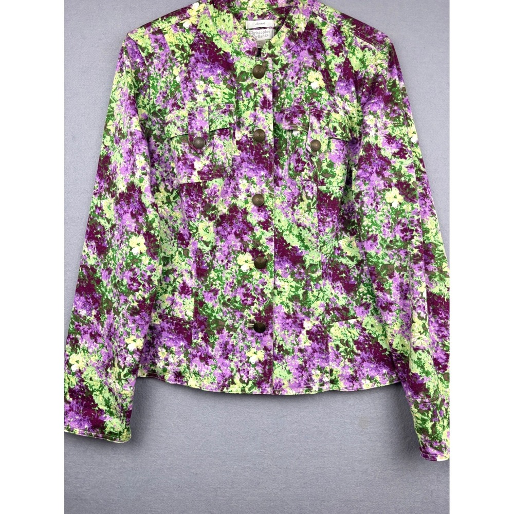 Christopher & Banks Floral Jacket Womens Large Button Front Abstract Boho Print